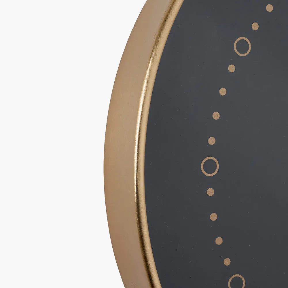 Antique Brass Framed Wall Clock - Black Finish