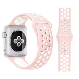 Apple Watch (38/40/SE/41MM) To-Farvet Silikone Rem - Lyserød / Hvid