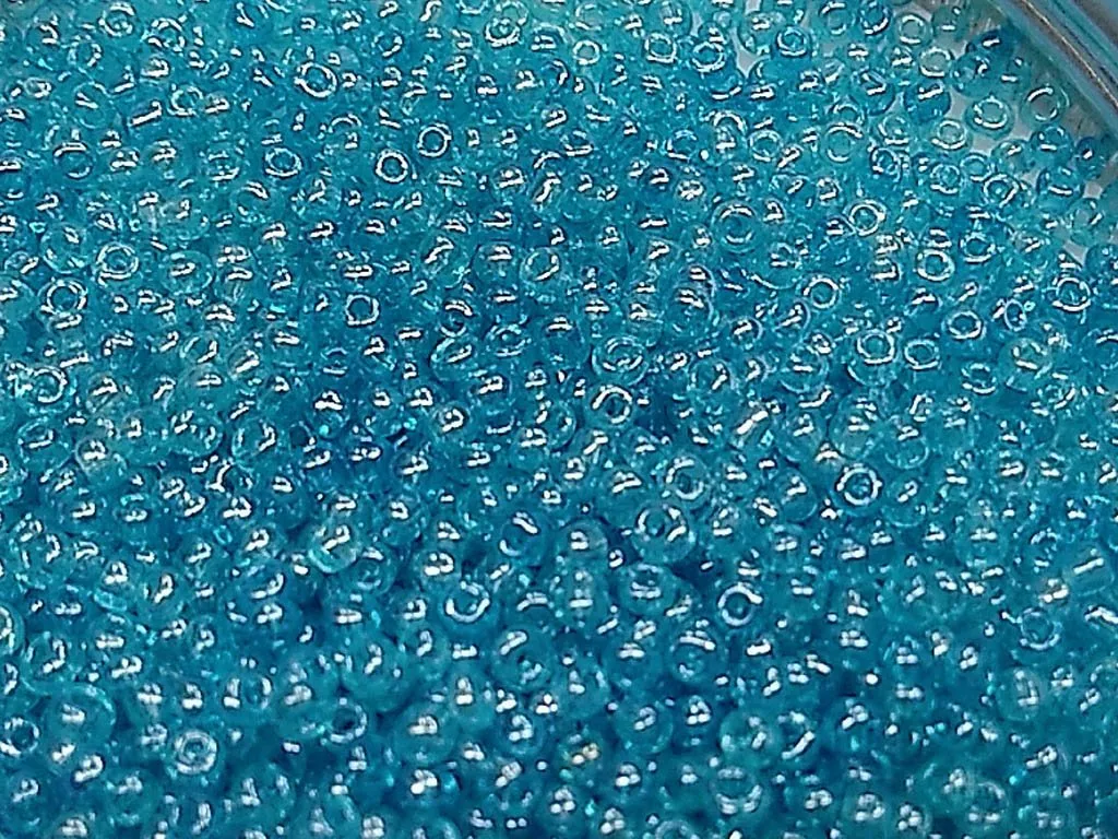 Aqua Blue Transparent Lustre Round Rocaille Glass Seed Beads (Wholesale)