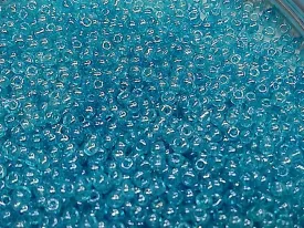 Aqua Blue Transparent Lustre Round Rocaille Glass Seed Beads (Wholesale)