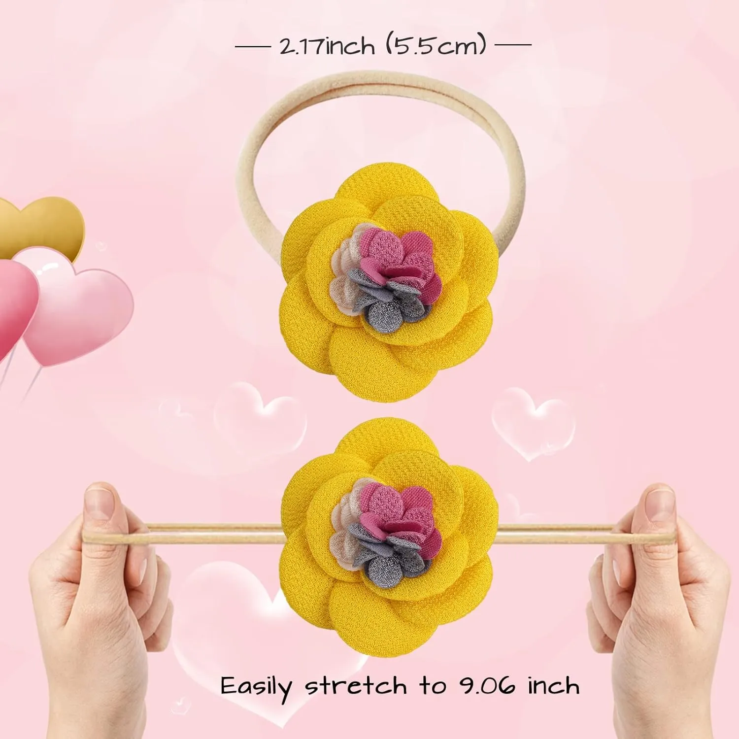 Baby Girls Nylon Elastic Headband Soft Flower Hair Band For Toddler Infant Newborn Set Of 10