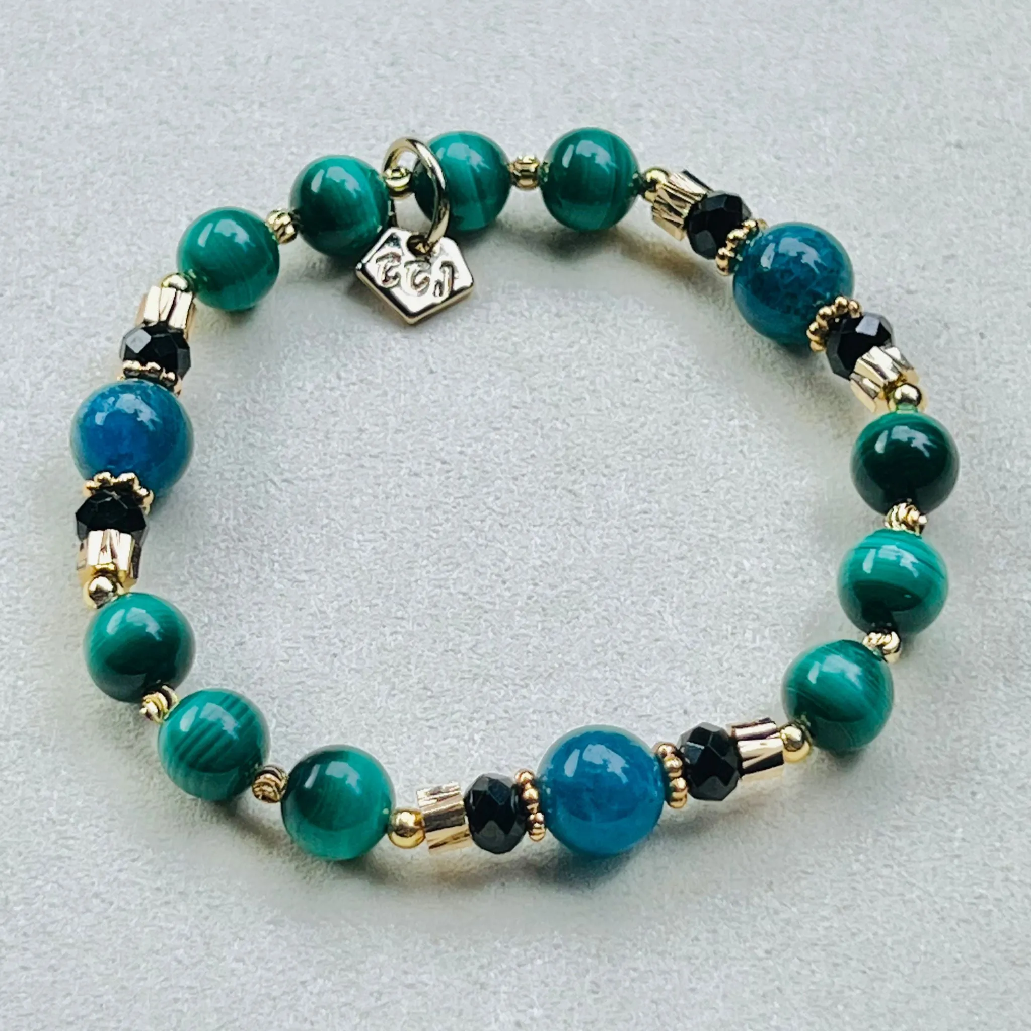 Baby Malachite & Blue Apatite Bracelet