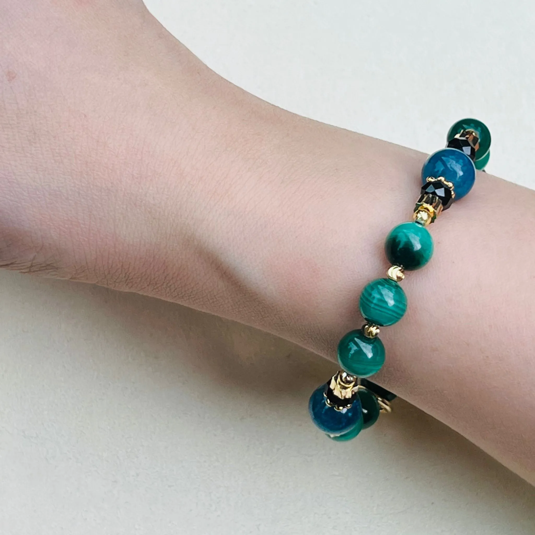 Baby Malachite & Blue Apatite Bracelet