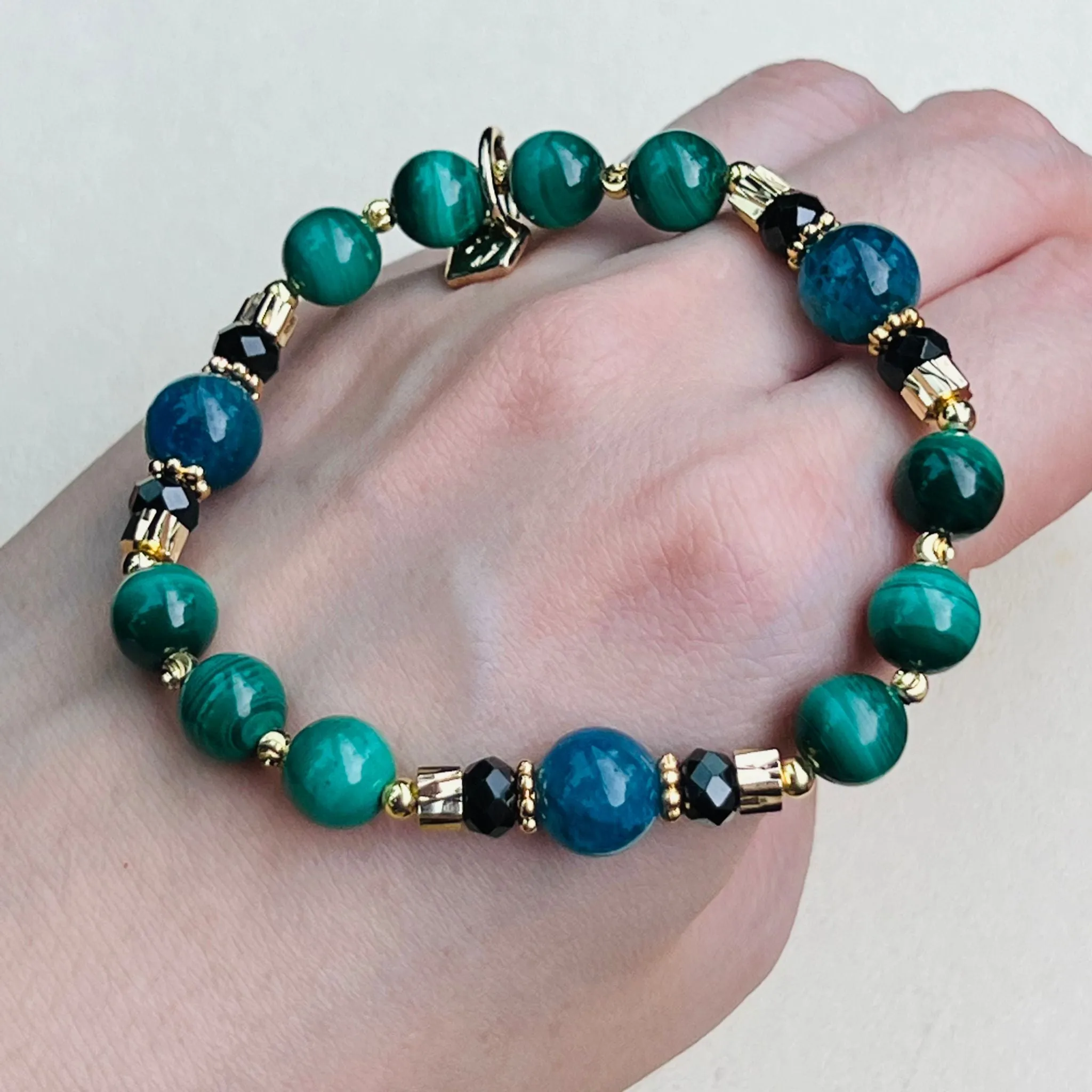 Baby Malachite & Blue Apatite Bracelet