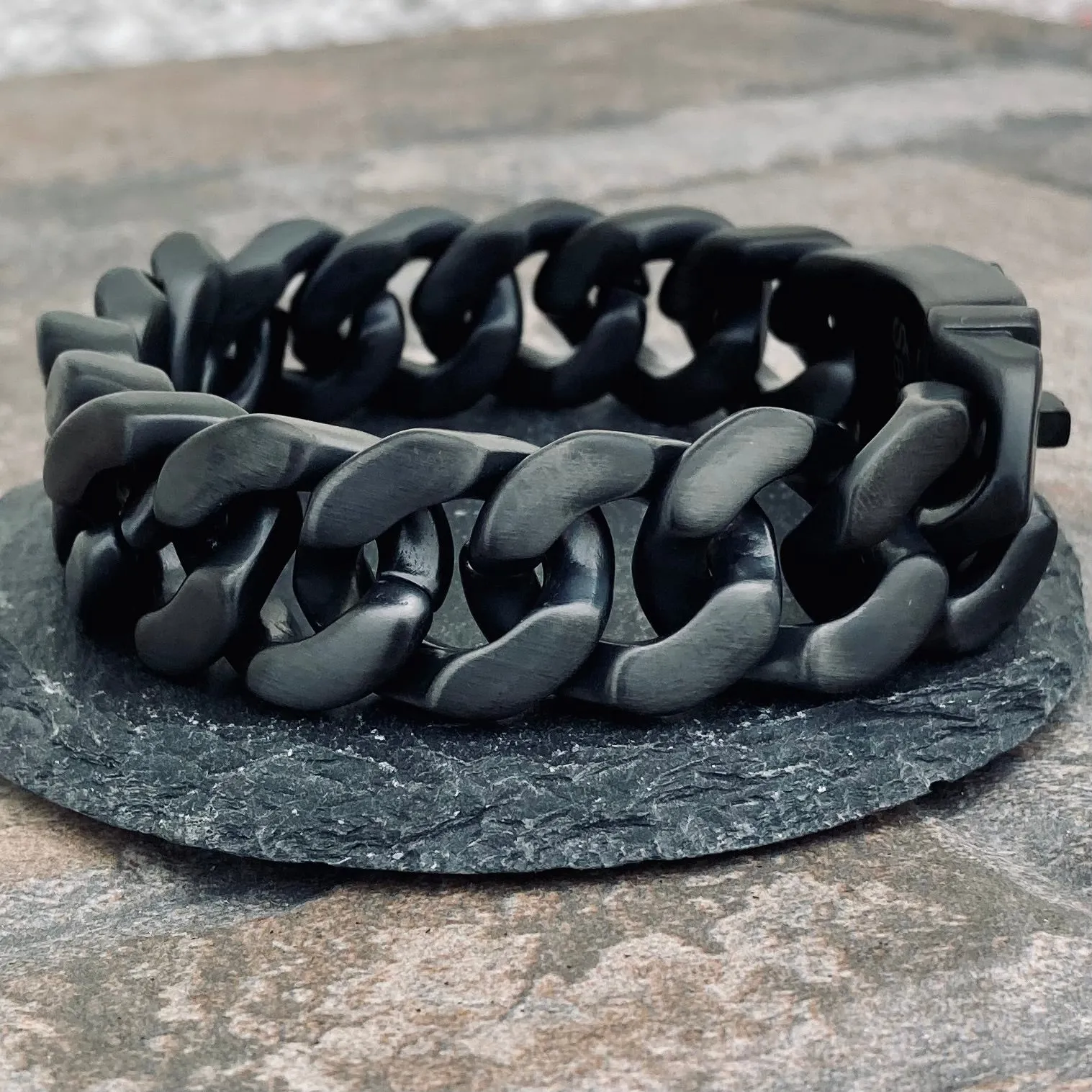 Bagger Bracelet - "EASY BIKER" - Guardian Cross Black - 3/4" wide - B120