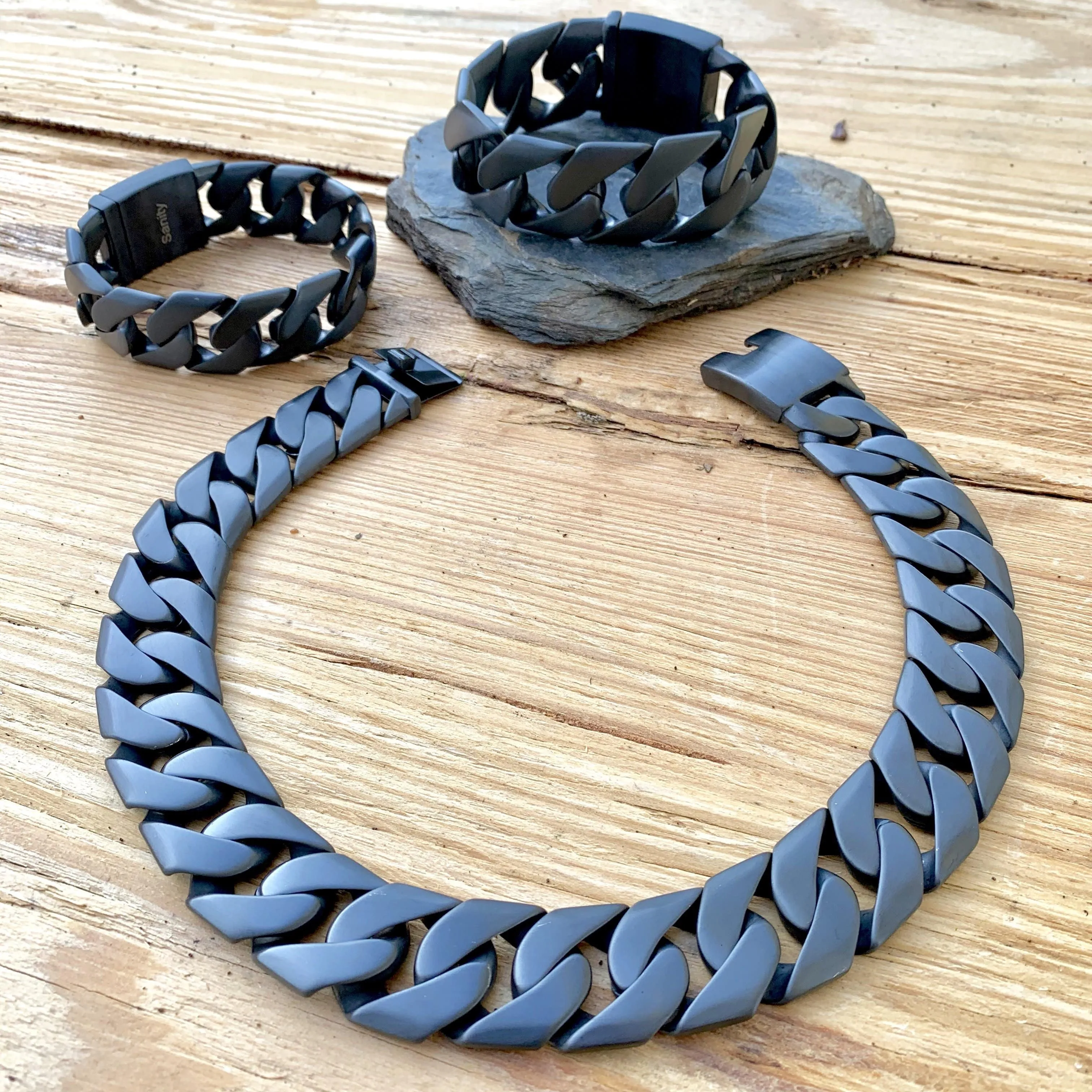 Bagger Necklace - Matte Black - 1" Wide - The Custom - MB21N