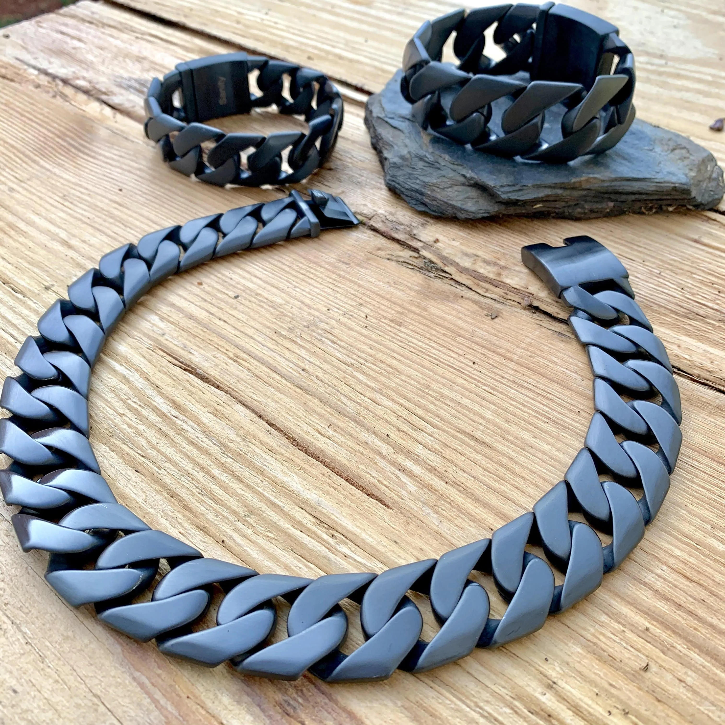 Bagger Necklace - Matte Black - 1" Wide - The Custom - MB21N