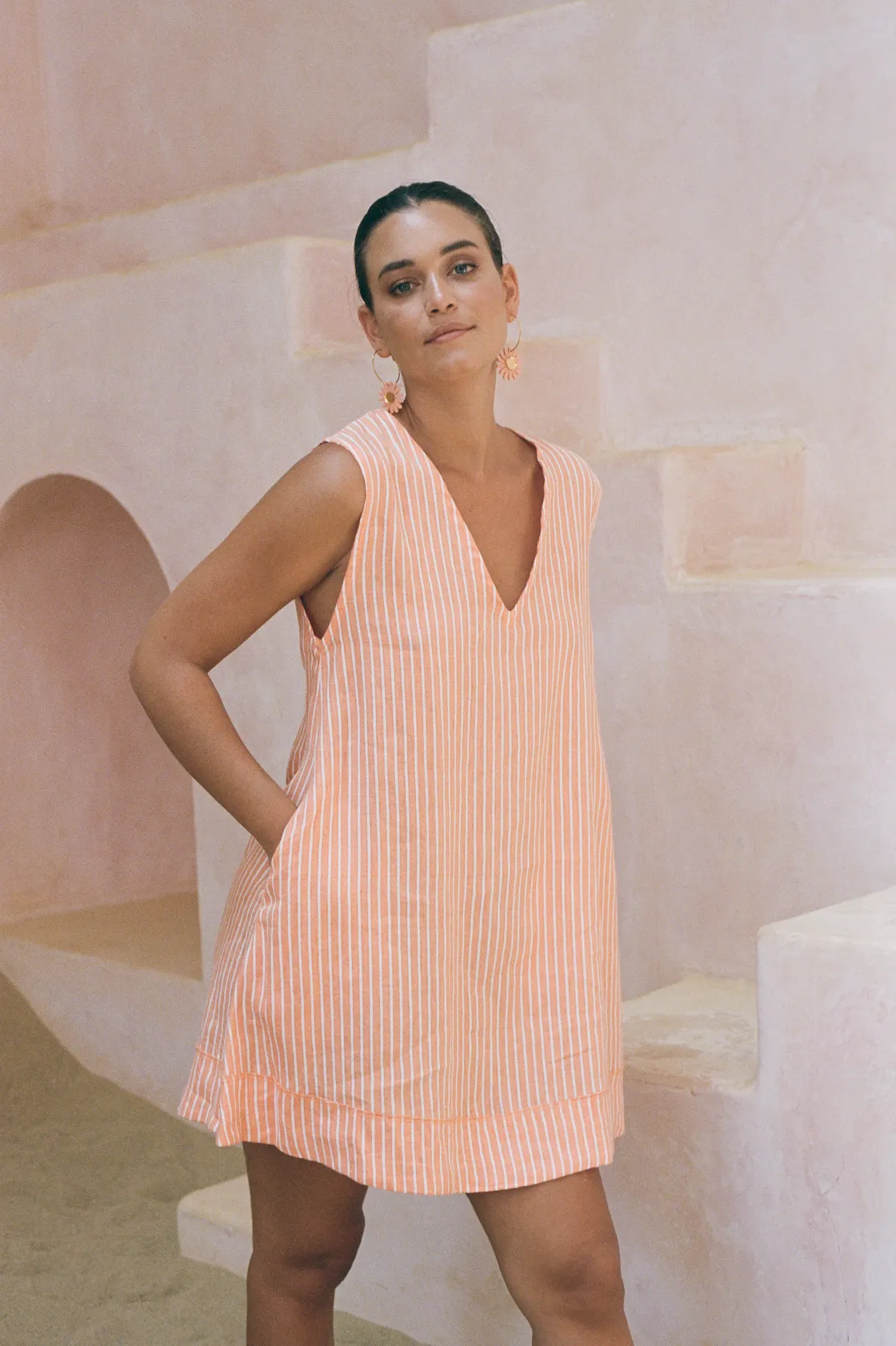 Bailey Dress Printed Linen - Wholesale