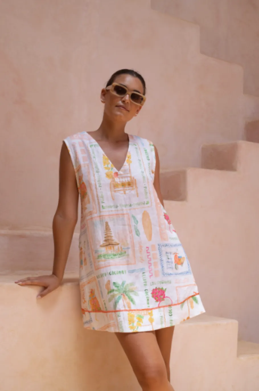 Bailey Dress Printed Linen - Wholesale