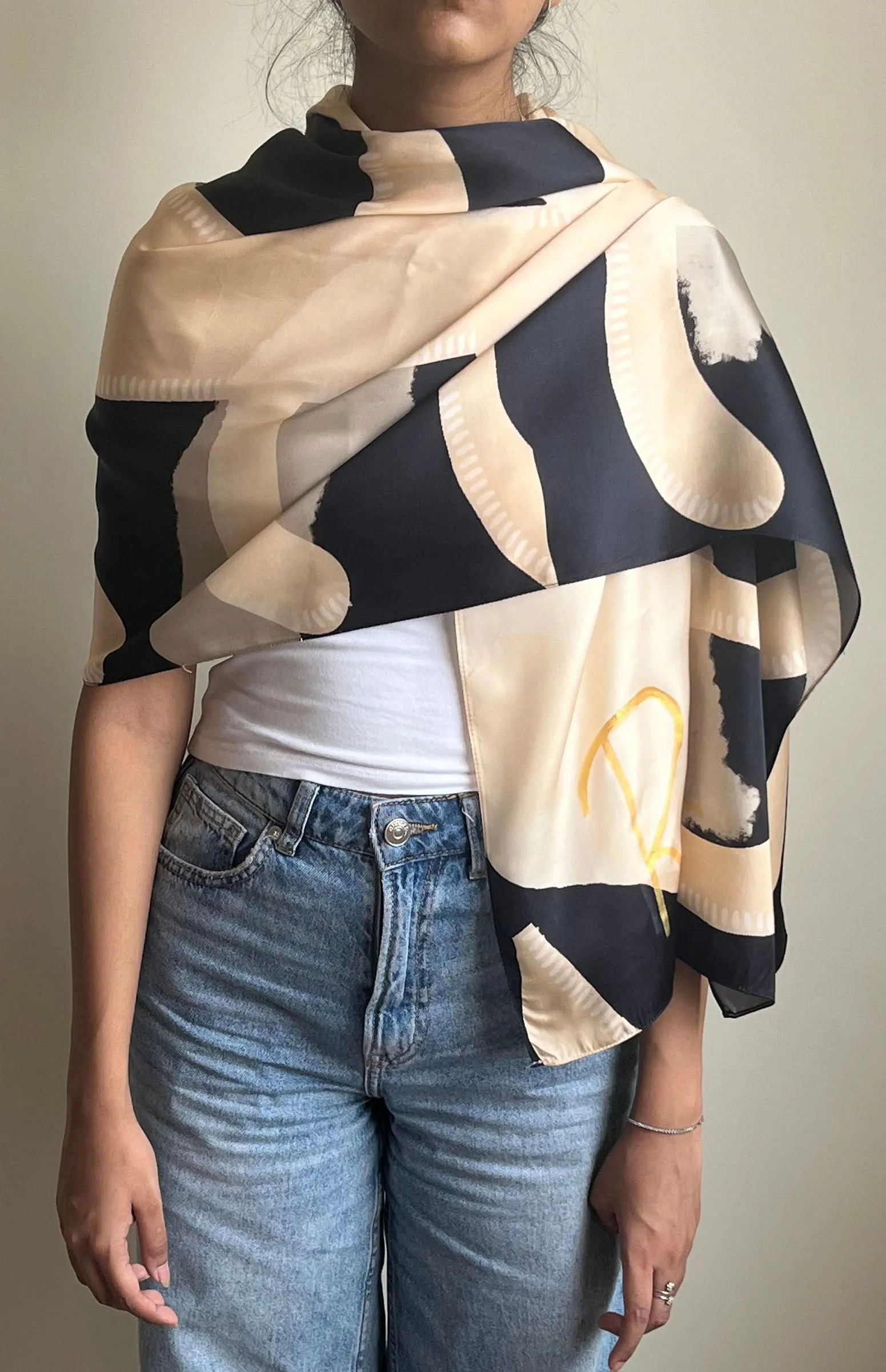 Black And Beige Abstract printed
