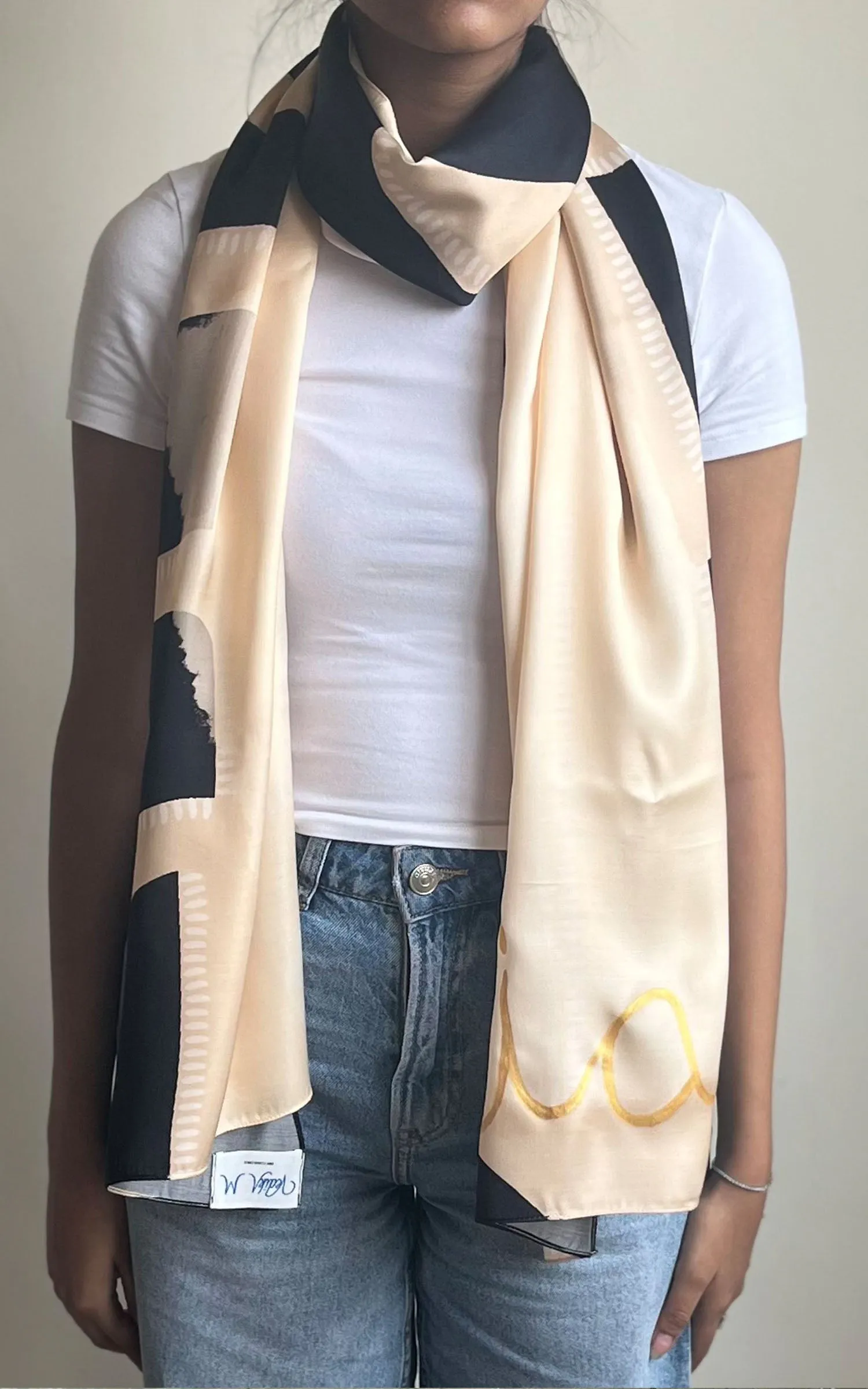 Black And Beige Abstract printed