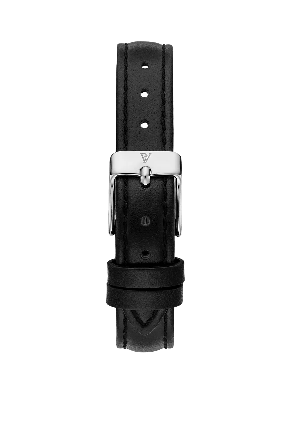 Black Leather Strap Silver