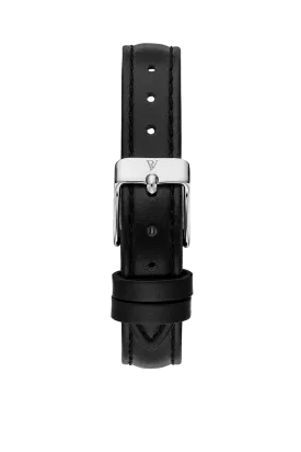 Black Leather Strap Silver