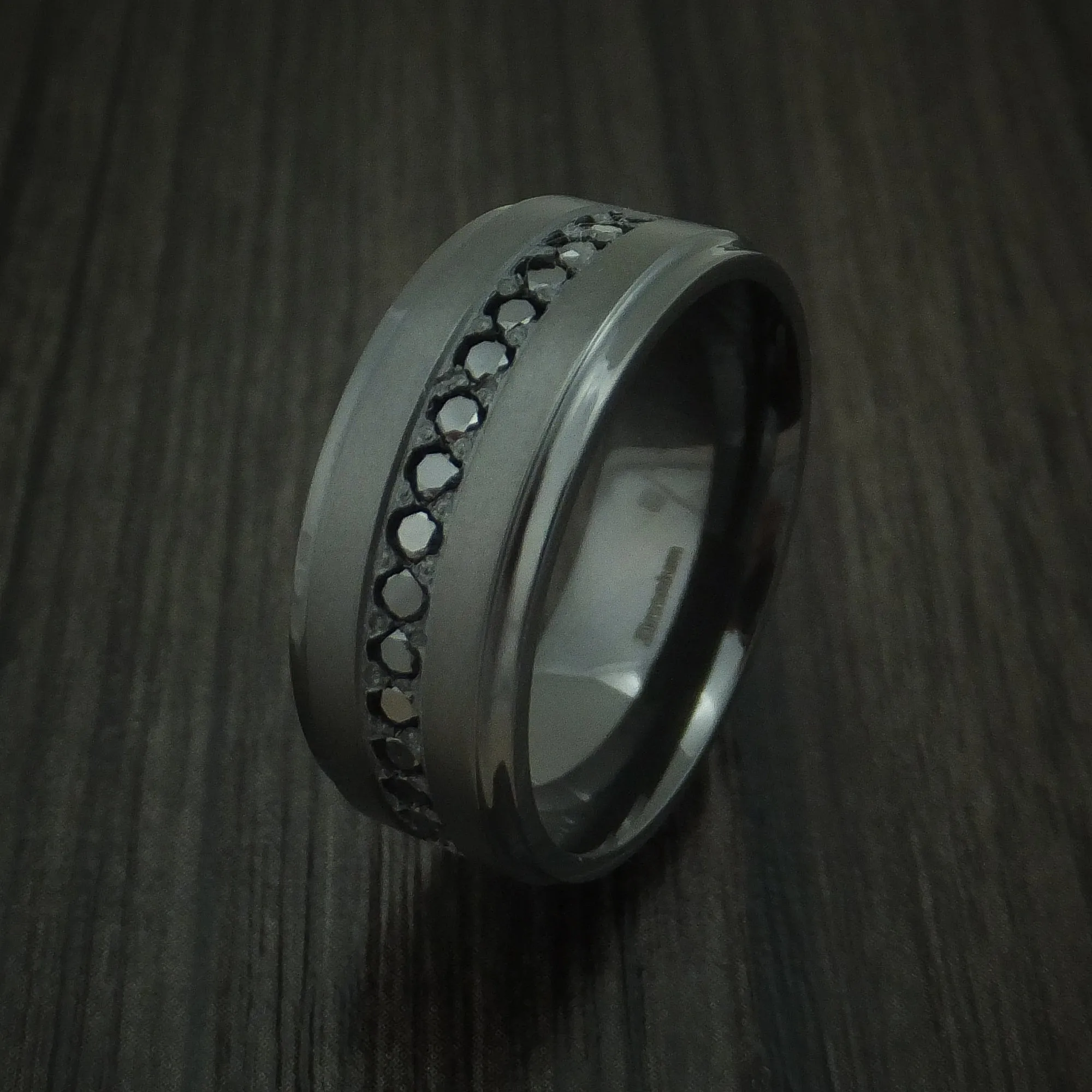 Black Titanium And Black Diamonds Custom Made Men's Ring