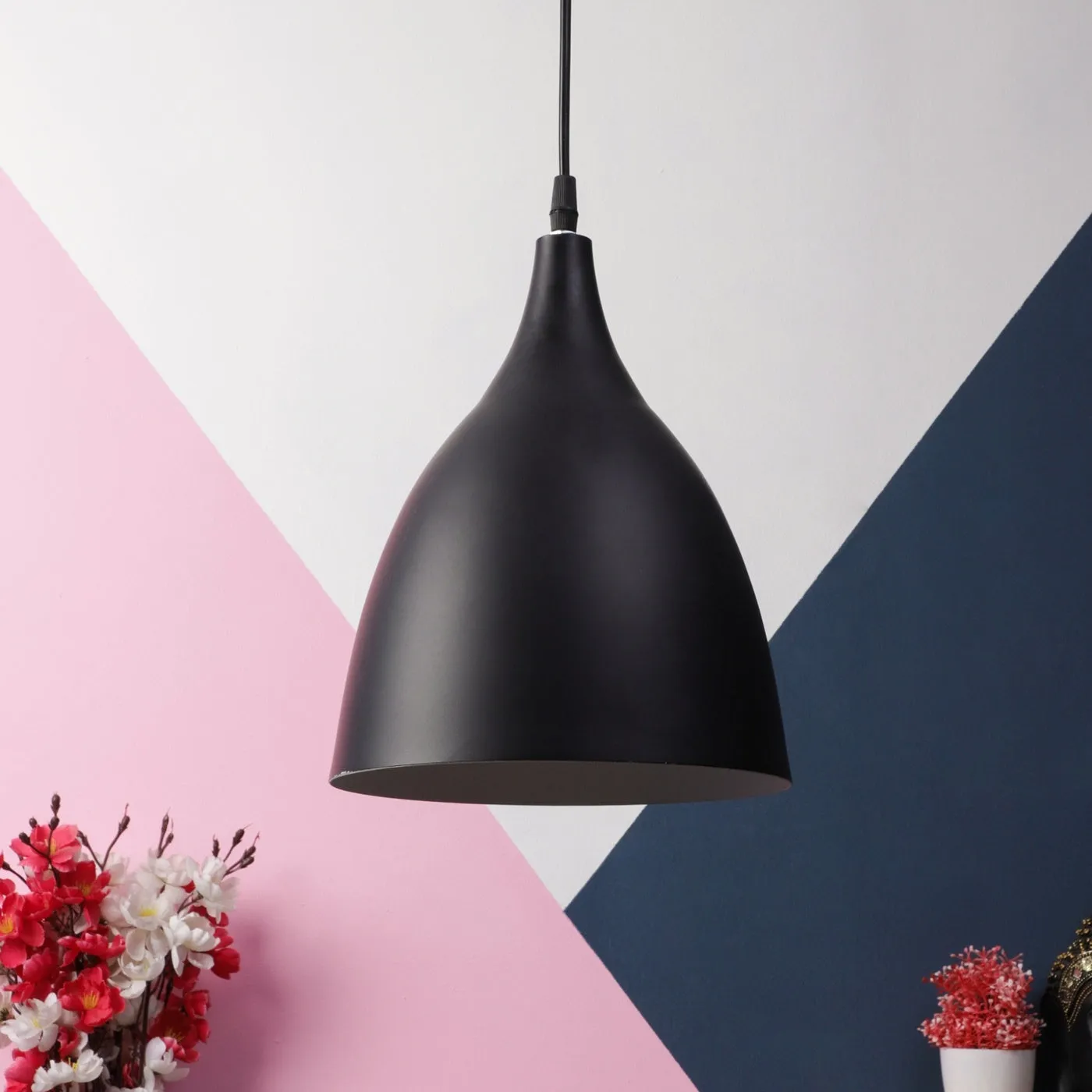 Black-White Metal Hanging Light m-42-bk w-new