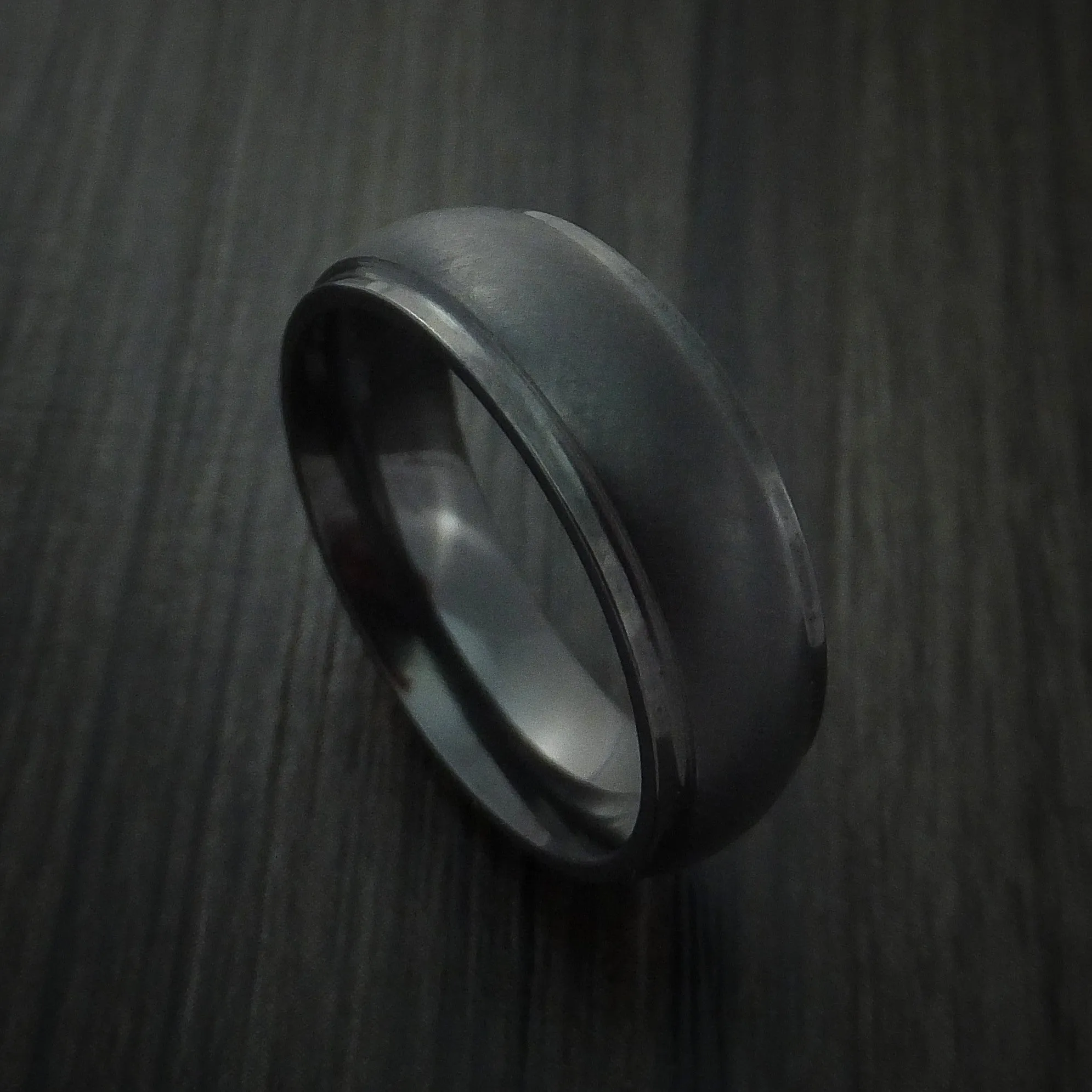 Black Zirconium Angle Satin Finish Men's Band Custom Made