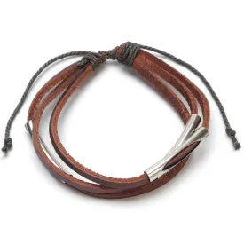 BRACELET LEATHER BRWN W/ METAL BROWN