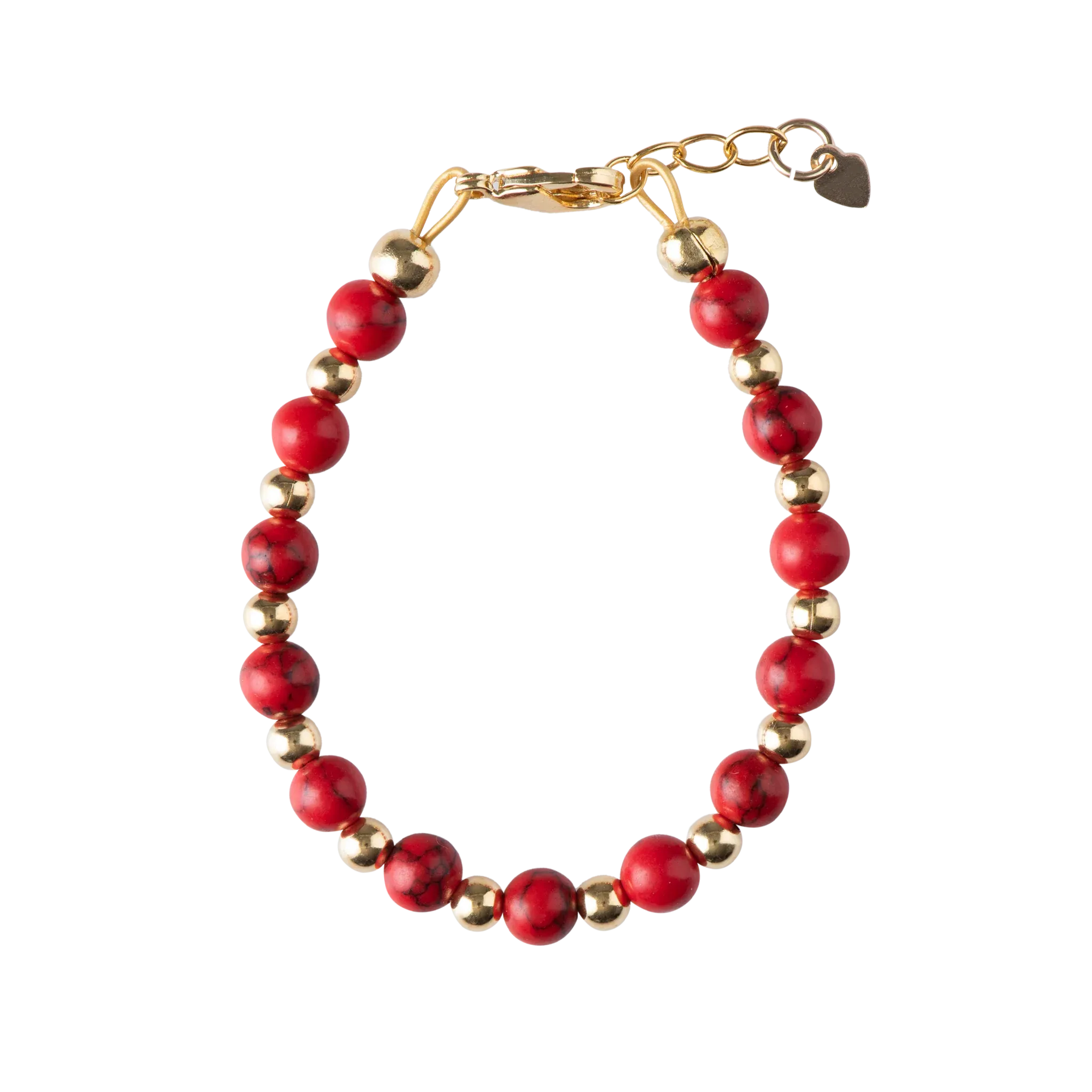 bracelet red dye gold beeds - red/gold