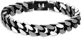 Bracelets for Men-Stainless Steel Fold Over Clasp Cuban Chain Mens Bracelet
