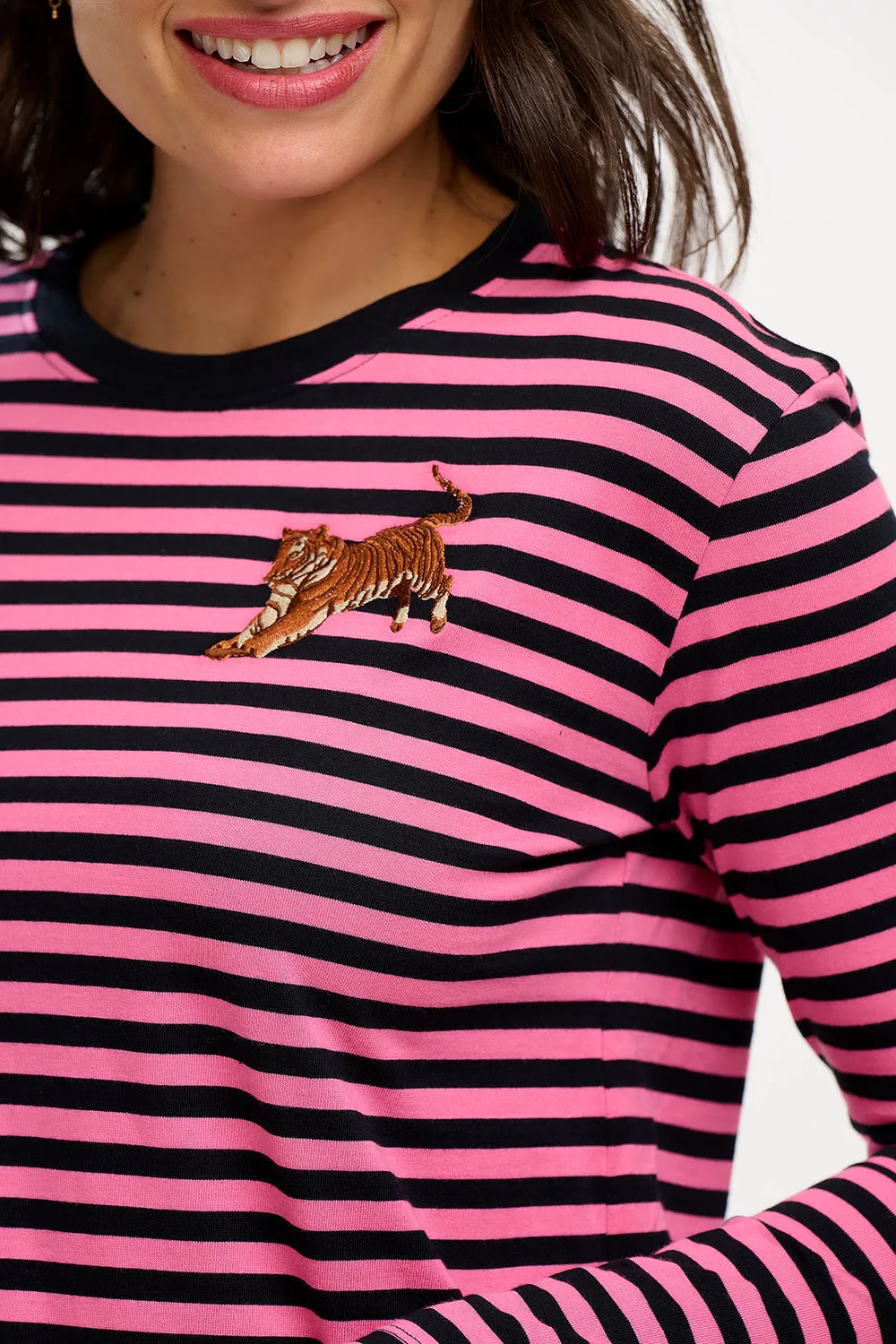 Brunswick Jersey Top - Black/Pink, Leaping Tiger