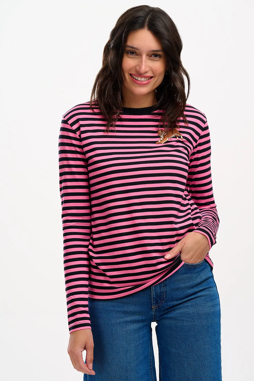 Brunswick Jersey Top - Black/Pink, Leaping Tiger