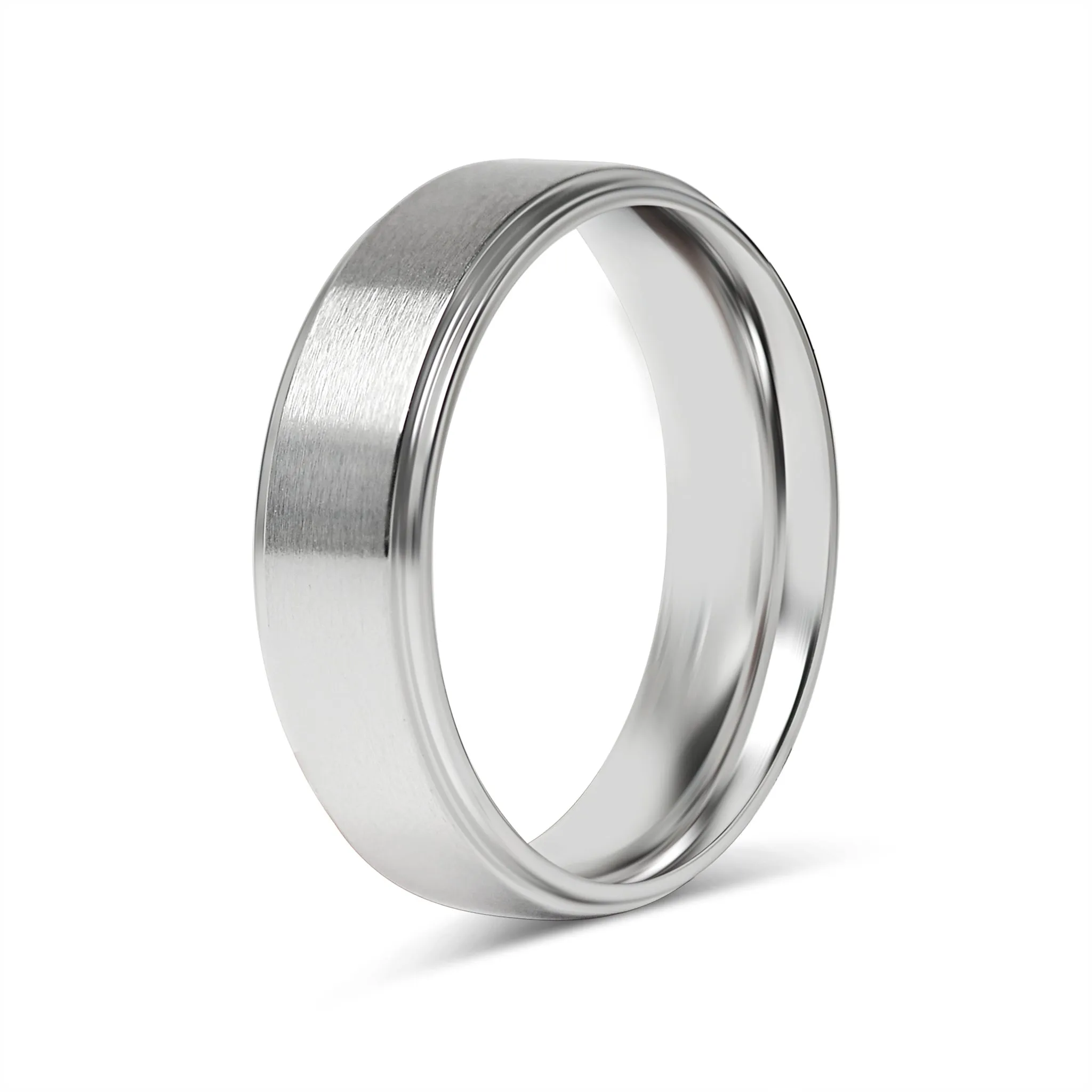 Brushed Flat Center with Polished Edge Stainless Steel Ring / CFR0002