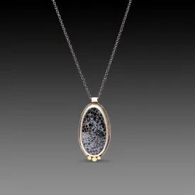 Bryozoan Fossil Necklace with Three Gold Dots