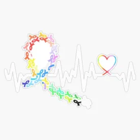 Cancer Awareness All Cancers Matter Heartbeat Sticker Vinyl Decal Car Laptop Wall Window Bumper Sticker 5"