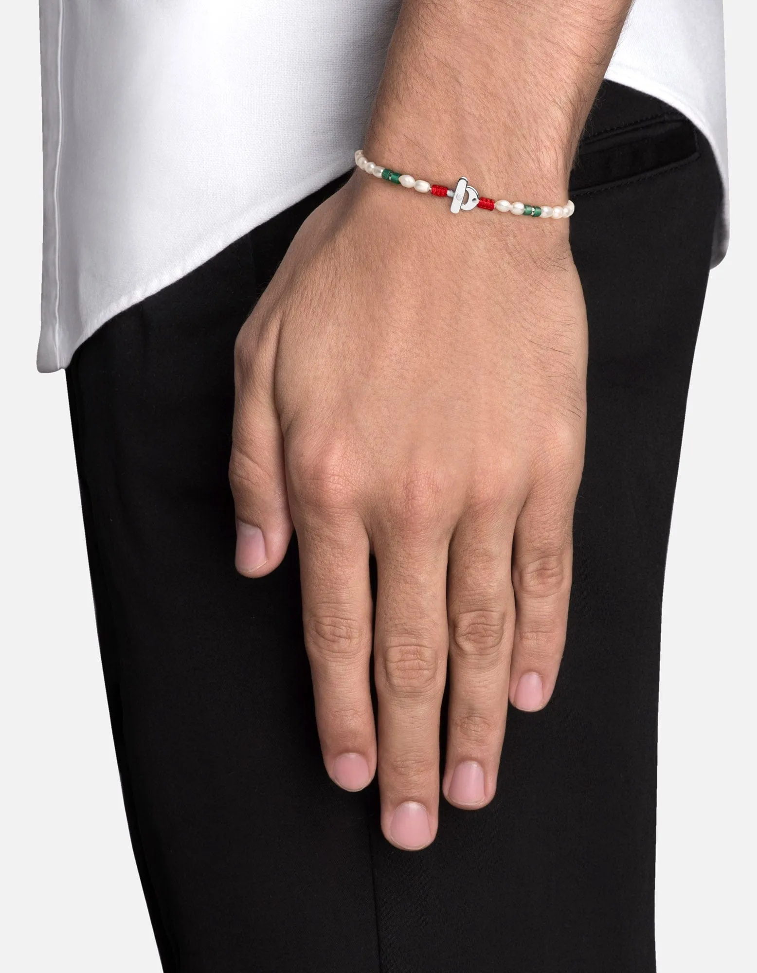 Cash Agate Pearl Bracelet, Sterling Silver