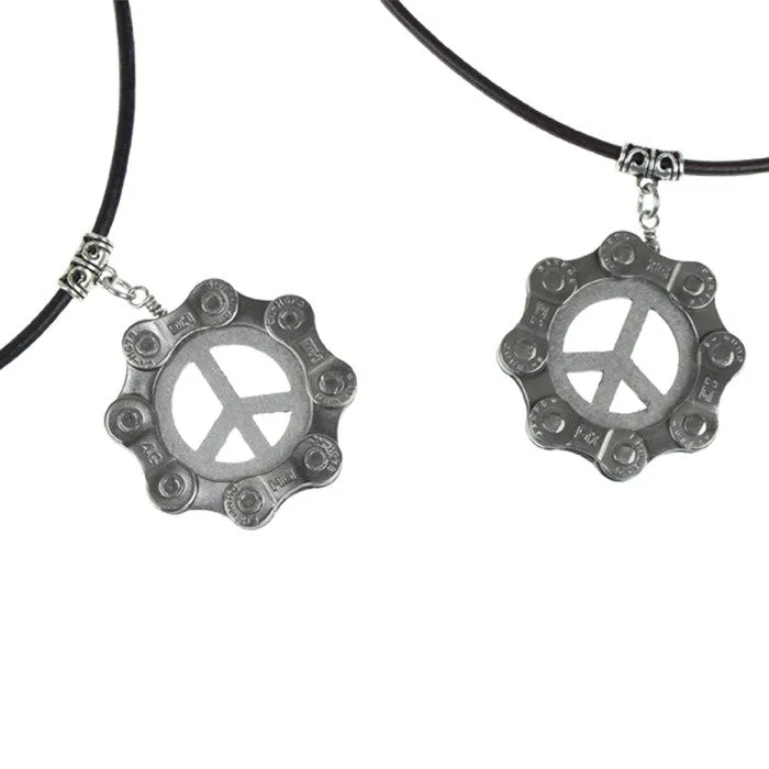Chain Link Peace Sign Necklace