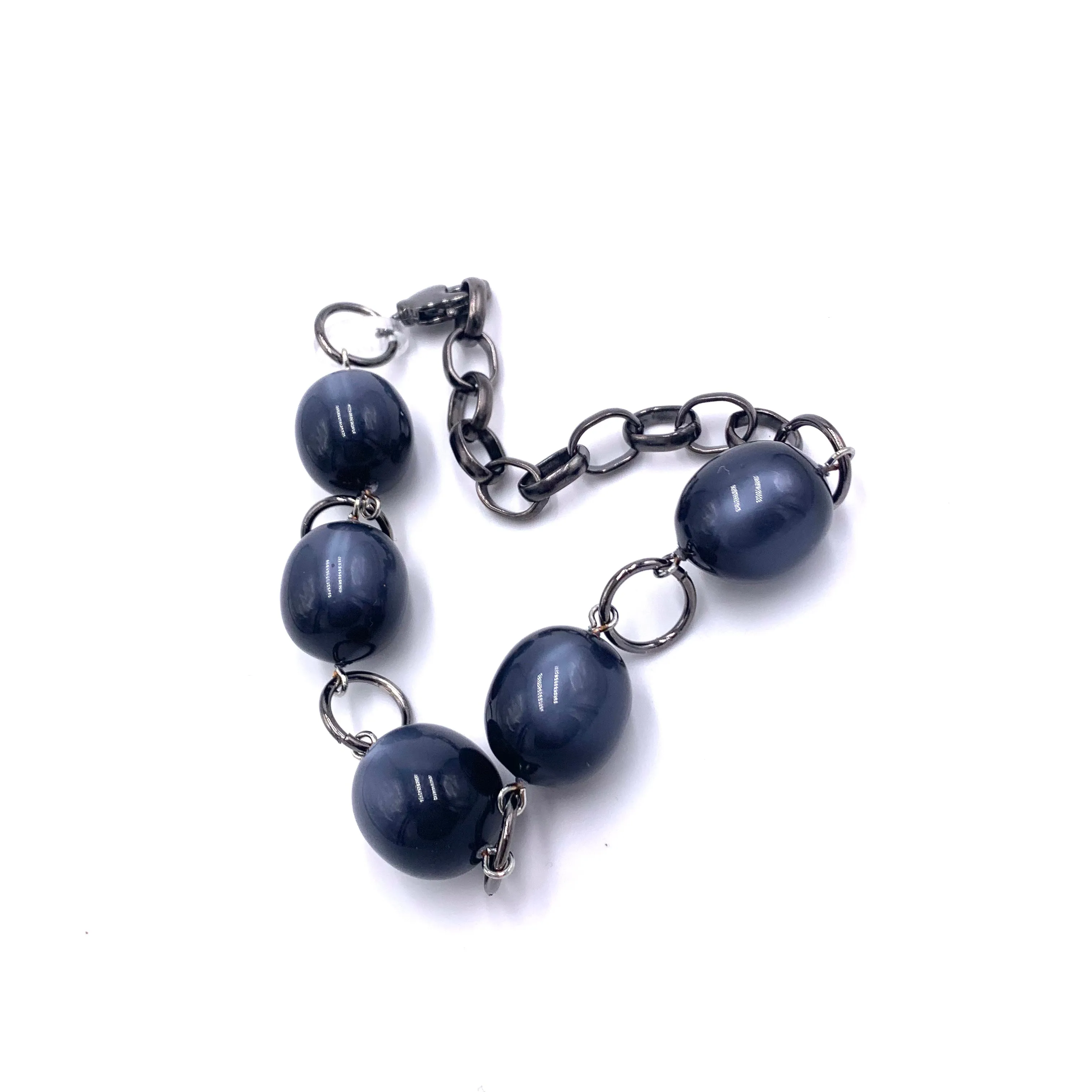 Enhanced Charcoal Oval Moonglow Station Bracelet - Elegant and Stylish Accessory