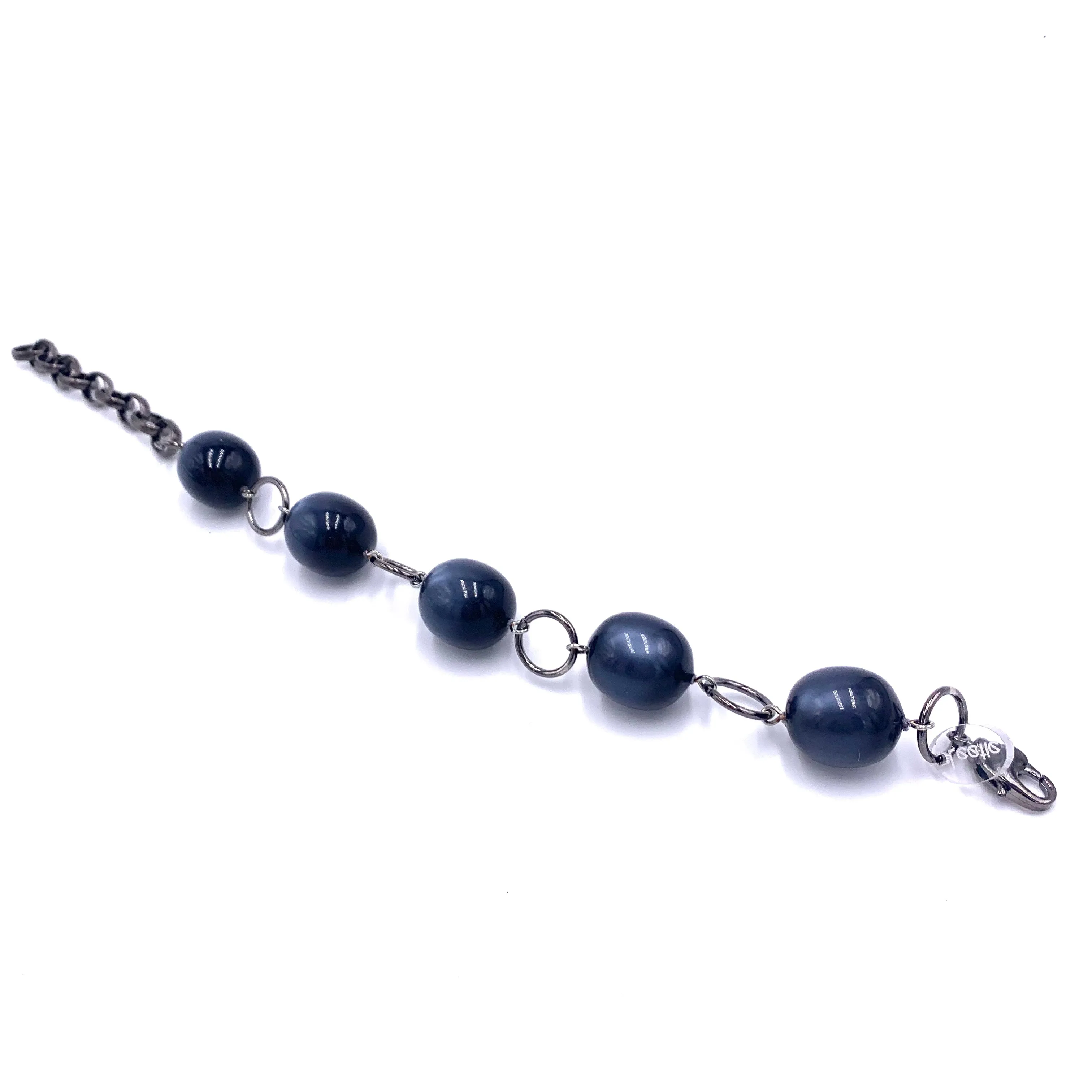 Enhanced Charcoal Oval Moonglow Station Bracelet - Elegant and Stylish Accessory