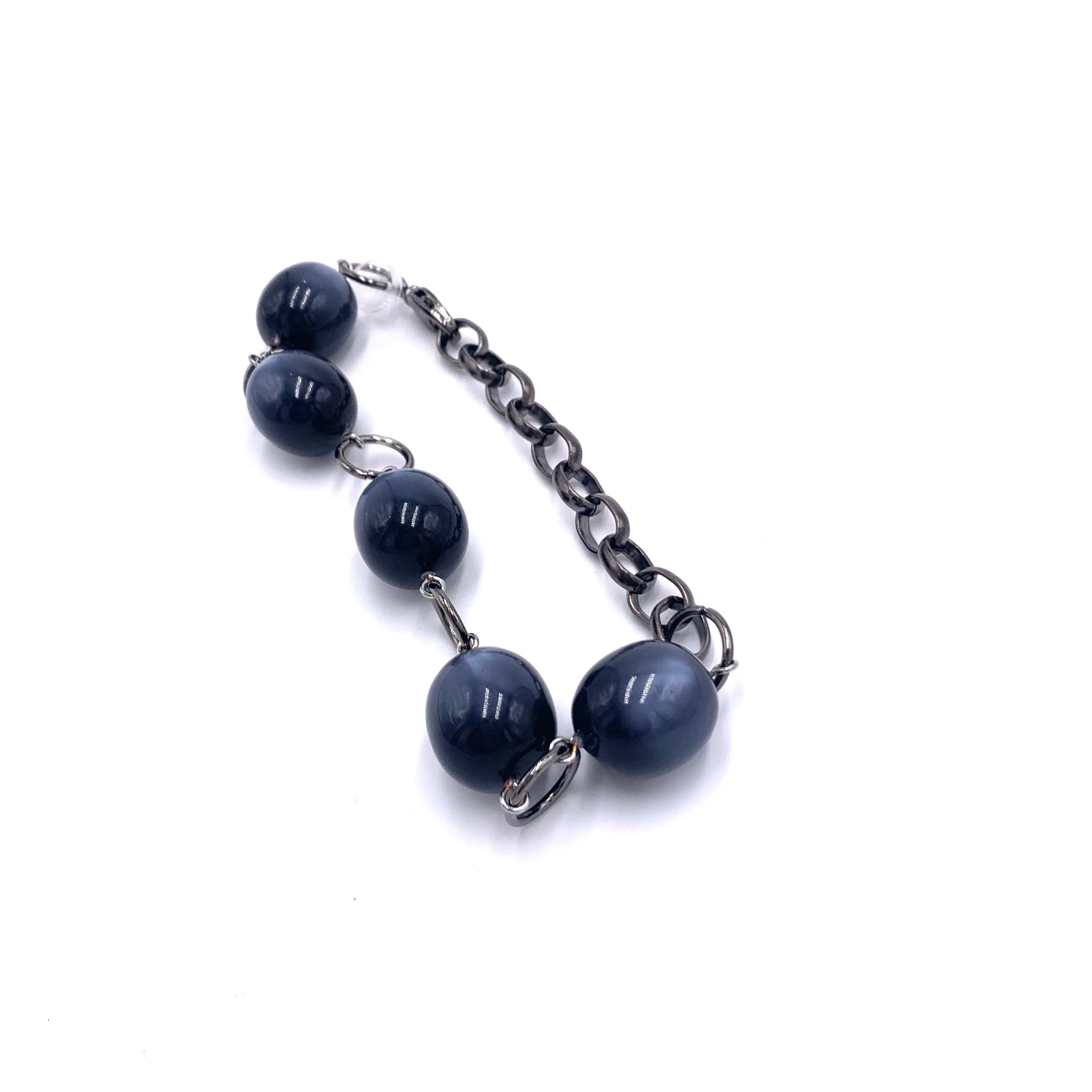 Enhanced Charcoal Oval Moonglow Station Bracelet - Elegant and Stylish Accessory