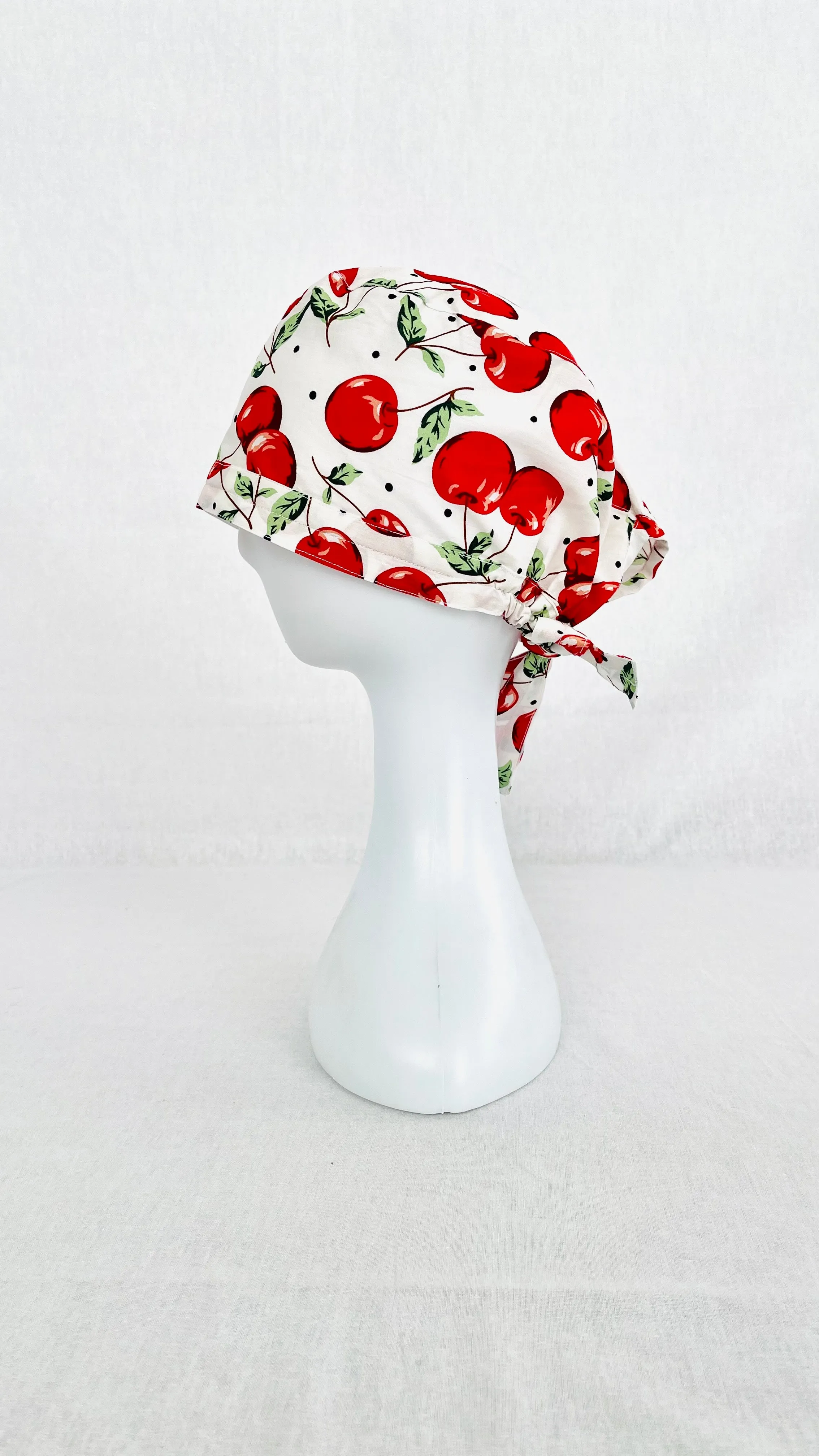 Cherry White Printed Surgical Hat