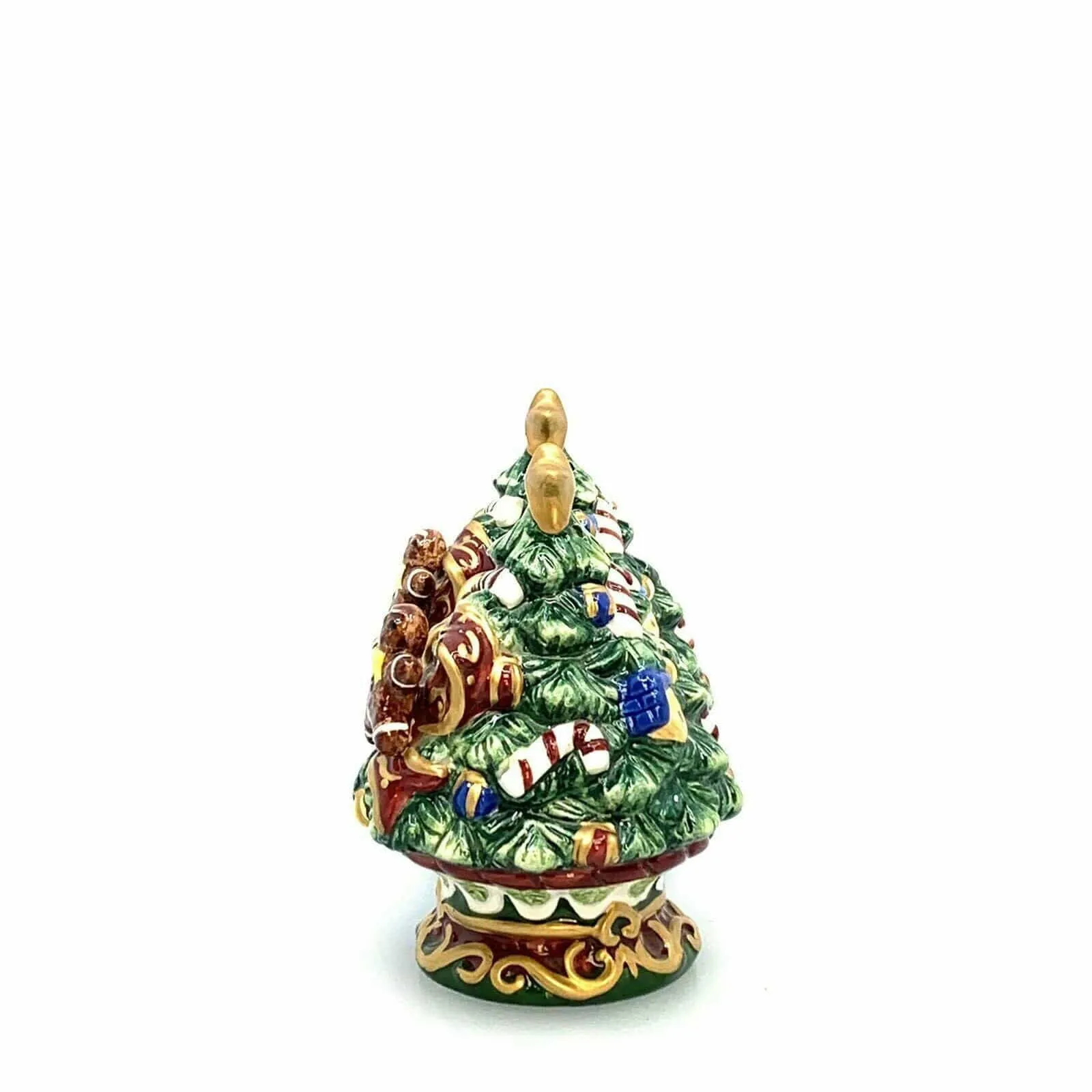 Christmas Tree Red Bow Gingerbread Man Salt Pepper Shakers Set Pair Ceramic