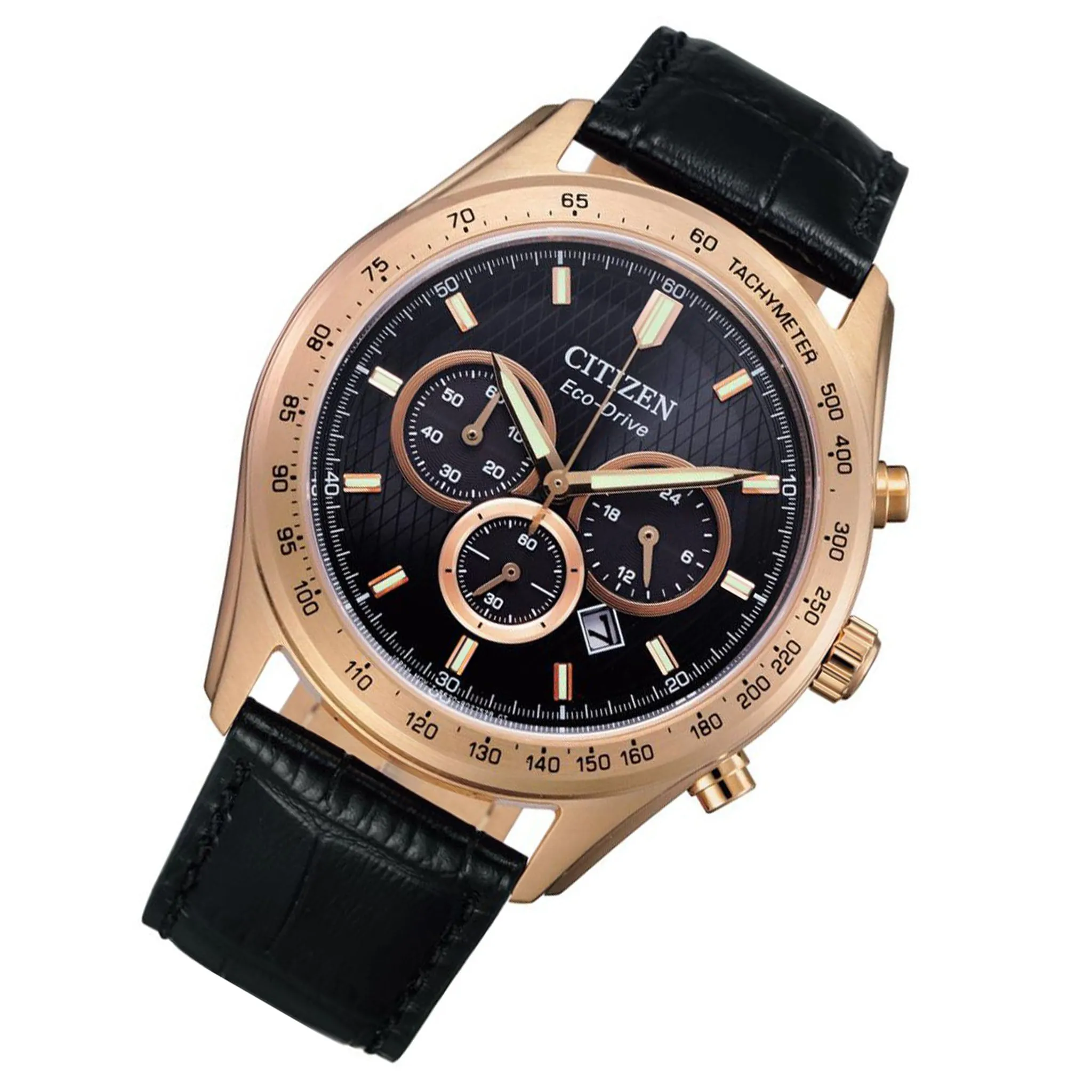 Citizen Black Leather Men's Solar Watch - CA4453-14E