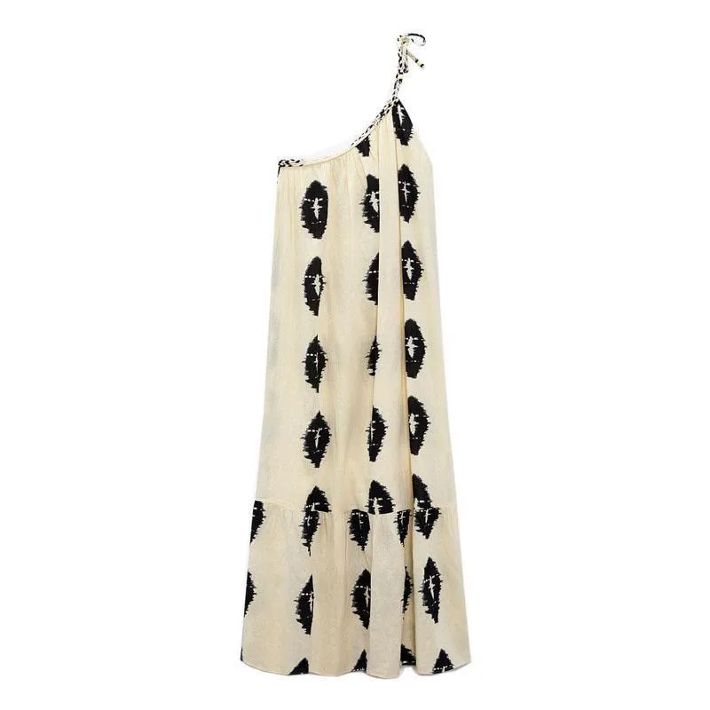 Clara Printed Asymmetric Maxi Dress