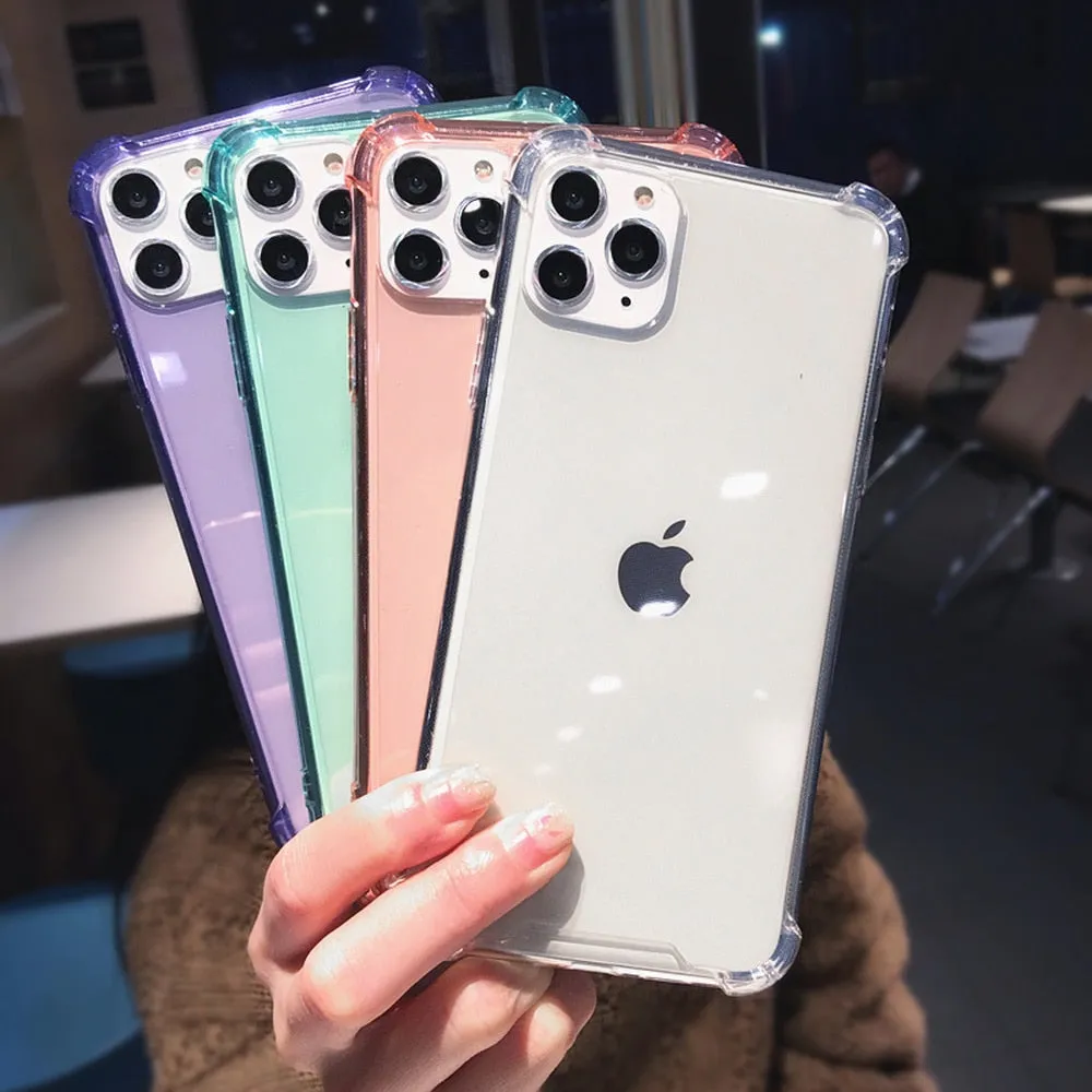 Colour Transparent Shockproof Silicone Case for iPhone