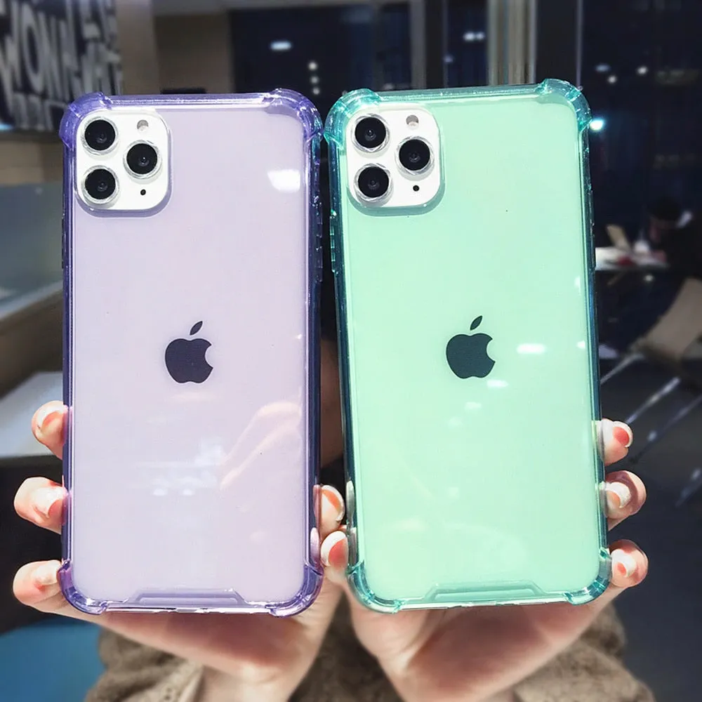 Colour Transparent Shockproof Silicone Case for iPhone