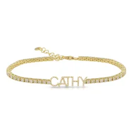 Custom Everyday Diamond Name Tennis Bracelet with extenders