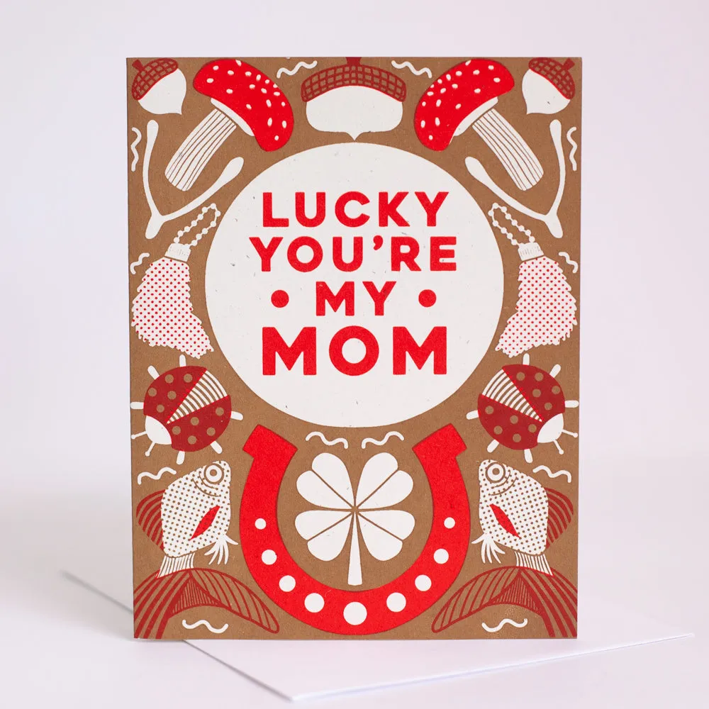 cute Mother's Day card, lucky you're my mom Mother's Day card with good luck charms