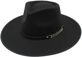 DHAEY New British Style Vintage Top Hat, Men and Women Outdoor Binding Jazz Hat Metal Belt Accessories Woolen Felt Hat Luopan Caps & Hats (Color : C8, Size : 56-58cm)