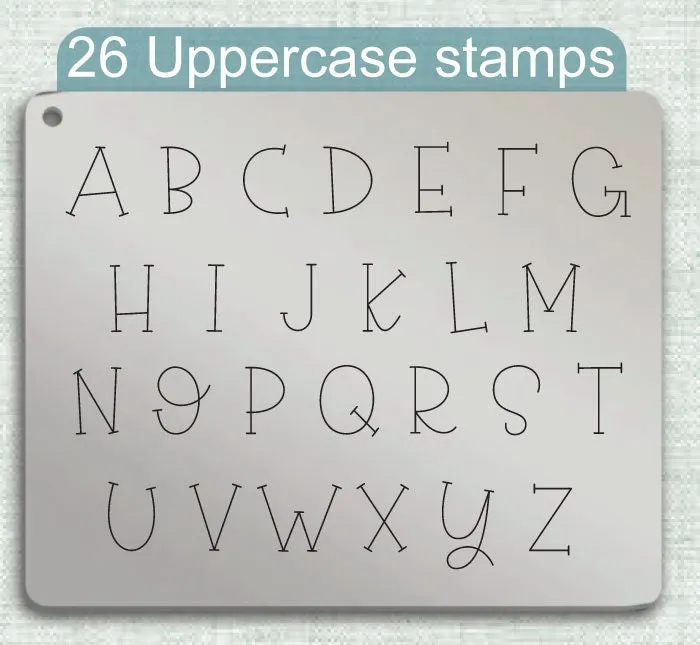 Diva Duo typeface Metal Letter Stamps, full Alphabet.