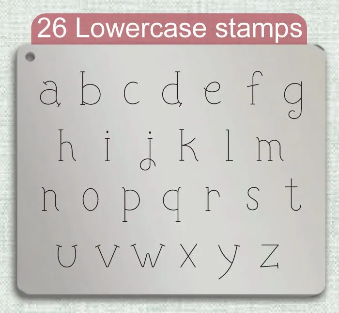 Diva Duo typeface Metal Letter Stamps, full Alphabet.