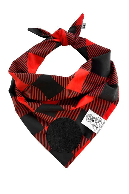 ★Dog Bandana Buffalo Check - Customize with Interchangeable Velcro Patches