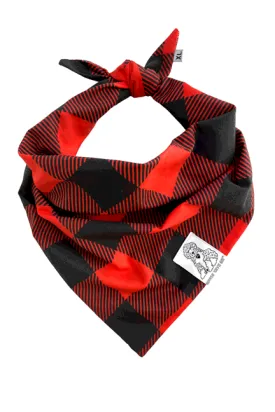 ★Dog Bandana Buffalo Check - Customize with Interchangeable Velcro Patches
