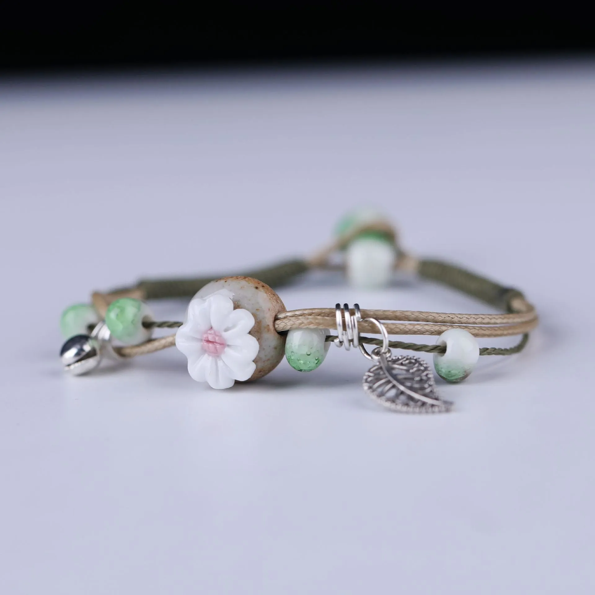 Embroidered Alloy Notes Cowhide Bracelet