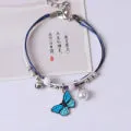Embroidered Alloy Notes Cowhide Bracelet