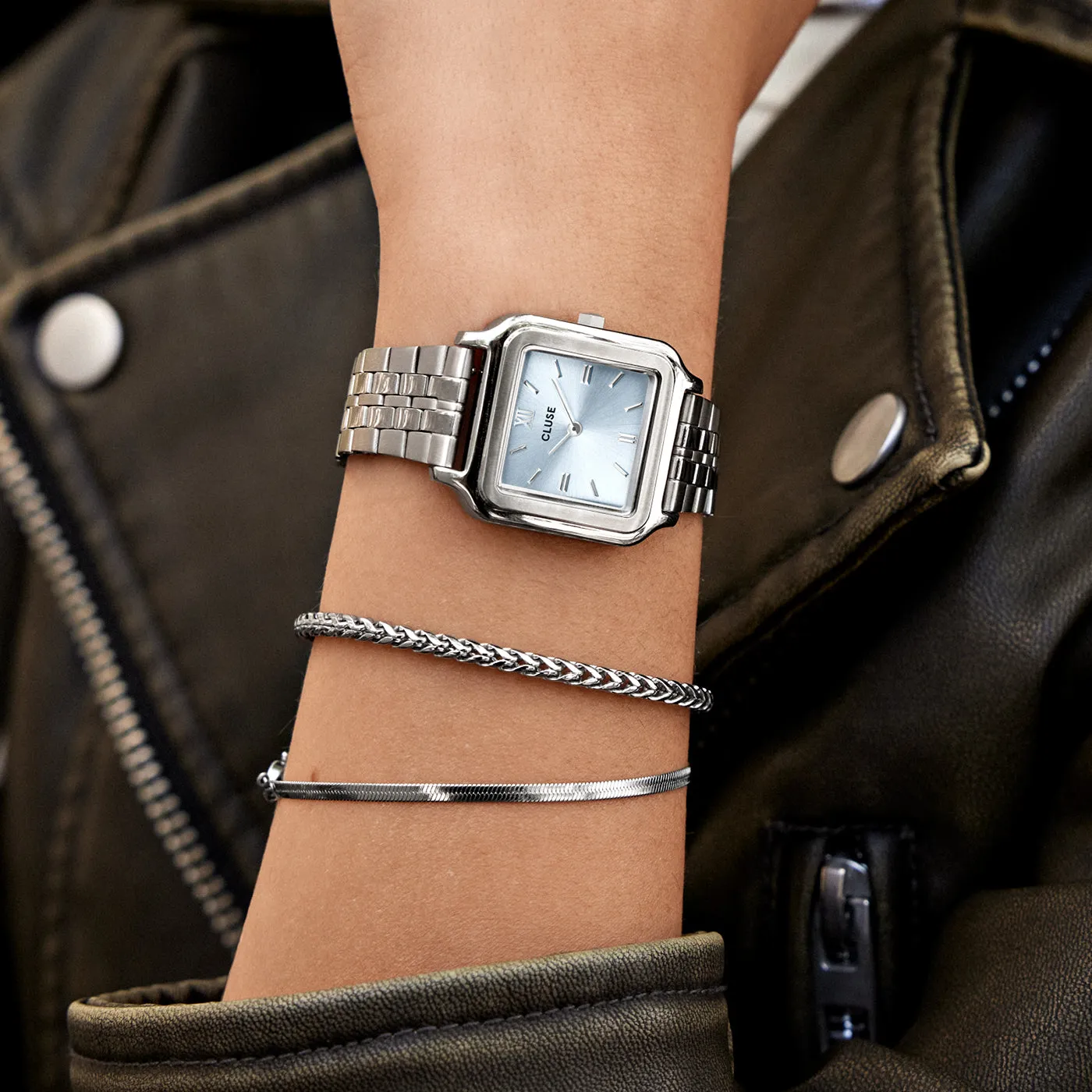 Essentielle Cuban Chain Bracelet, Silver Colour