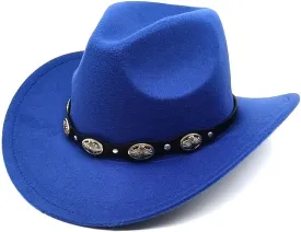 Felt Fedora Cowboy Hat: Womens Mens Wide Brim Classic Fashion Cowgirl Hats Lightweight Western Party Caps Accessory